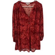 Studio Works Top Womens 3X Red dark Floral artsy grunge romantic office boho picture
