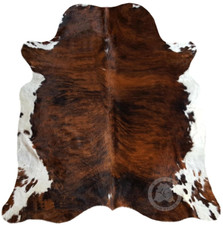 Real Cowhide Rug  Brindle Tricolor - Size 6x6’ picture