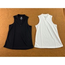 Three Sixty Six Womens XS Black White 2 Piece Lot Sleeveless Golf Polo Top New picture