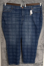 NWT Lane Bryant Girlfriend Straight Curvy Jeans Women's 30/32 High Rise Plaid picture