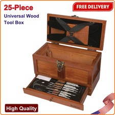 Outers Wooden Chest Cleaning Tool Kit, 25 PCS Universal Gun Care Wood Tool Box picture