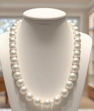 Natural 11-12mm South Sea Freshwater Pearl Beaded Necklace PRETTY 925 silver 18” picture