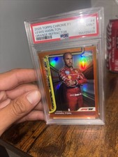 2025 Topps Chrome F1 Lewis Hamilton Ferrari Orange Refractor #4 /25 PSA 9 Mint picture