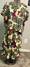 Hilo Hattie Hawaiian Original Made in Hawaii Vintage Dress & Top Set Leaf Print picture
