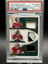 2024 Panini Immaculate - Triple Jerseys GOLD /10 Montana Young Purdy PSA 8 NM-MT picture