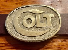 Colt Firearms Brass Artisan Buckle w/ English Bridle or Buffalo Belt picture
