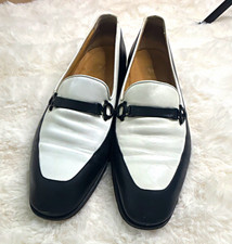 VTG Bruno Magli Women’s Leather Black/White Horsebit Loafers Made in Italy US 8 picture