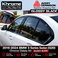 2019-2025 BMW 3 Chrome Delete Pre-Cut Vinyl Wrap Overlay – Gloss Black picture