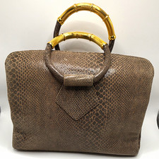 Vintage Rodo Italy Lizard-Texture Leather Handbag Gold Handles Strap Dust Bag picture