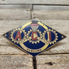 Vintage ACI Avellino Italy Automobile Club Enamel Badge Italian Auto Grille picture