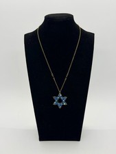 Authentic Michal Negrin Star Pendant Necklace Blue Swarovski Crystals Signed Vtg picture