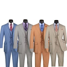 Vinci Men's Regular Fit 3pc Suit with Adjustable Waist Band Pants picture