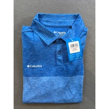 Columbia Golf Omni-Wick Low Flyer Polo Mens Small Blue Space Dye Heathered NWT picture