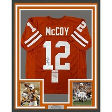 Framed Autographed/Signed Colt McCoy 35x39 Texas Orange Jersey JSA COA picture
