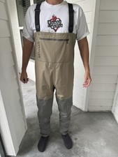 Simms Tributary Stockingfoot Chest Waders Mens Large Tan Fly Fishing 9-11  picture