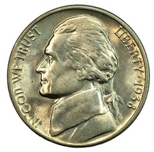 1938 S 5C Jefferson Nickel- Choice Gem BU- SMH 1520 picture