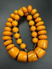 Unique Old Real Antique Bakelite lovely Amber Sandalos Necklace picture