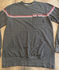 Men’s VISSLA Striped Crewneck Sweatshirt Size Large Long Sleeve Pocket Pullover picture