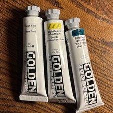 Golden Acrylic Heavy Body Paint  2oz Artists Quality  Set Of 3 Colors White Etc picture