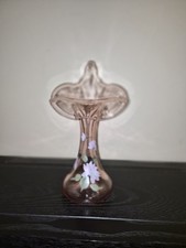 Fenton Pink Tulip Vase Jack In Pulpit JIP Hand Painted Signed  picture