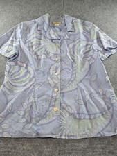 Vintage Y2K Tommy Bahama 100% Silk Tropical Shirt Women S Lavender Hawaiian picture