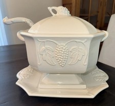 Rare Vintage Radcliffe   Ironstone Soup Toureen With Lid , Ladle And Under-plate picture