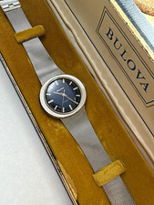 Vintage 1973 Bulova Automatic Men's Ellipse UFO Style Dress Watch Blue Dial 36mm picture