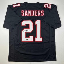 Facsimile Autographed Deion Sanders Atlanta Black Jersey Size Men's XL picture