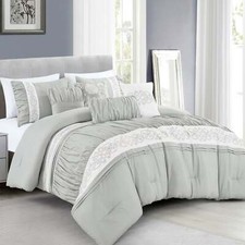 7PCS Gray and White Print Bedding Comforter Set Maxine picture