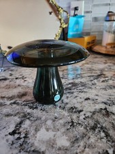 Vintage MCM Smoke Gray Viking Glass Mushroom  4” with original sticker picture
