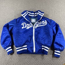 Vintage Danny Goodman LA Dodgers Satin Jacket Youth Medium Blue Fuzzy Lined picture