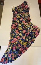 Lulus NWT Divinely Blooming Blue Multi Floral One Shoulder Midi Dress Size L picture