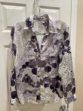 Chicos Women’s Sz 1 gorgeous purple White, Gorgeous Long button blouse picture