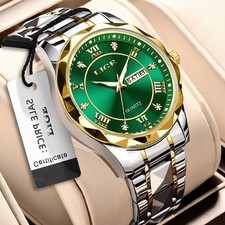 LIGE Luxury Quartz Men Watch Stainless Steel Date Waterproof Luminous Wristwatch picture