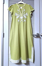 green patchwork embroidered detail maxi long dress M picture