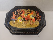 VTG Palekh Russian Lacquer Box The Humpbacked Horse Signed S. Rudnikova 70s-80s picture