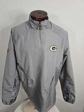Green Bay Packer  OFA Mens Large Gray White Longsleeve Quarterzip Pullover  picture