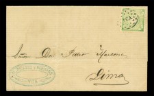 PERU 1868 Coat of Arms 1d green Sc# 14 used VF+ folded letter 