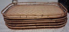 Set of 6 Vintage Bamboo Wicker Rattan Serving Trays Mid Century Japanese Wares picture