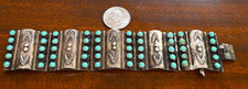 Old Native American Sterling Silver  & Turquoise Bracelet 70 grams 6 3/4