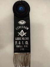c1890 Central Mine , Michigan Free Mason Memorial Ribbon.  Copper Mining Town picture
