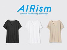 UNIQLO AIRism Mesh Anti-Odor V-Neck T-Shirt S-4XL White Black Beige NWT Japan picture