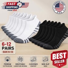 6-12 Pairs Mens Plain Solid Cotton Sports Ankle Athletic Socks Low Cut Size 9-13 picture
