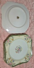 Vintage Meito China 8” Square Salad Plates Set of 4 Floral Hand Painted Japan picture