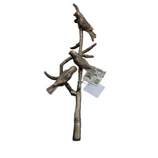 Bird Branch Metal Sculpture 21in Gold Tone Handcrafted Songbird Decor NWT picture