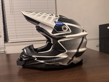 Shoei VFX-Evo Blazon Helmet Black/White Size Large L W Custom GoPro Chin Mount picture