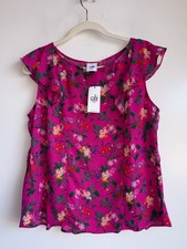 NWT CAbi Wink Floral Top Fuschia Medium #6783 picture