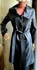 Classiques Entier XS Black Genuine Leather Belted Coat Zebra Lining picture