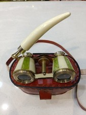 Antique Brass Opera Glasses with Mother of Pearl Handle, Vintage Theater Binocul picture
