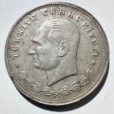 1934 Turkey 100 Kurus, XF Cleaned RARE Type Silver picture